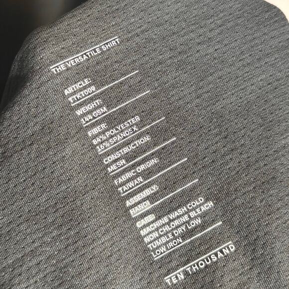 Ten Thousand Men's Black Short Sleeve The Versatile Workout Mesh Shirt Size XL - Picture 5 of 8